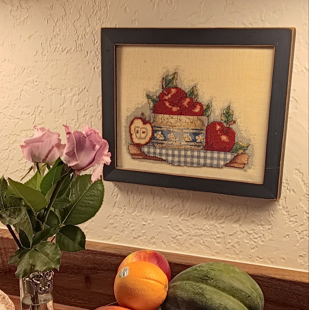Finished Cross Stitch Still Life Apples